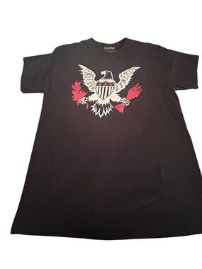 Melmarc Black Graphic Americana Patriotic Freedom & Liberty Eagle Tee SZ L EUC